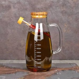 ظرف روغن پیرکس درب چوبی