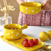 ست تابه و سینی صبحانه خوری سرامیکی طرح خالدار