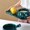 ست تابه و سینی صبحانه خوری سرامیکی طرح خالدار