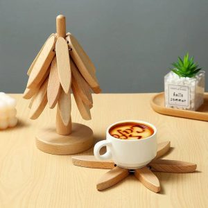 استند چوبی ۴ عددی زیر قابلمه‌ای مدل درختی