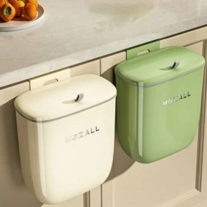 سطل زباله کابینتی درب تاشو رنگ کرم MOZALL