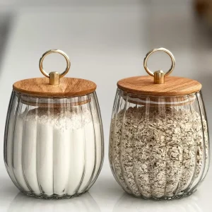 بانکه پیرکس شیاردار با درب چوبی