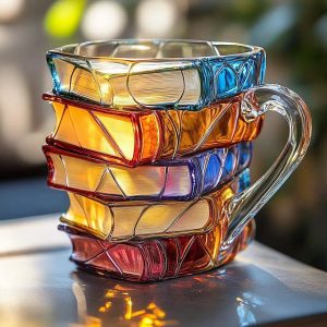 ماگ بلور وارداتی طرح کتاب